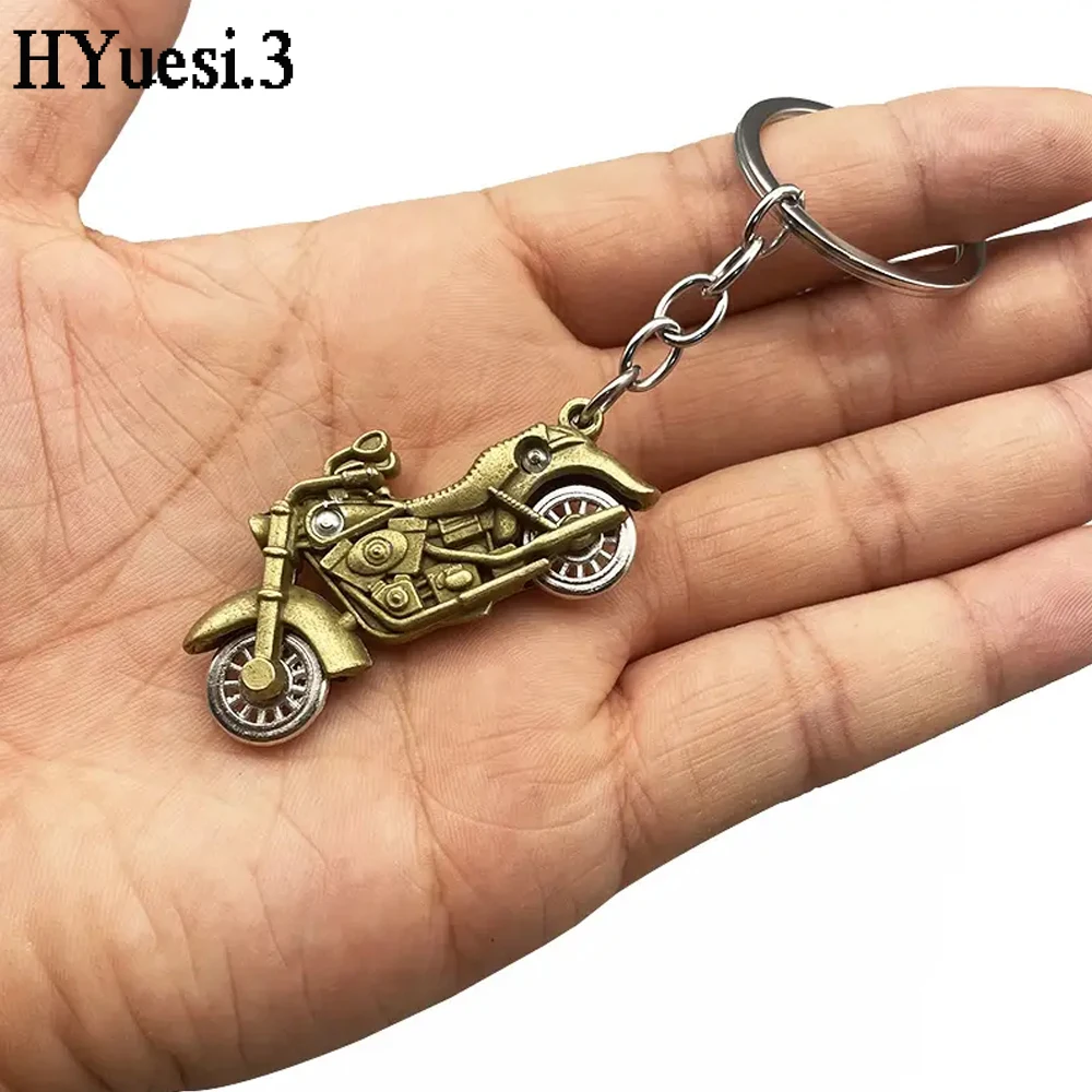 3D Simulated Motorcycle Keychain With Rotatable Wheels Creative Bicycles Model Pendant With Key Holder Backpack Decorative Gifts