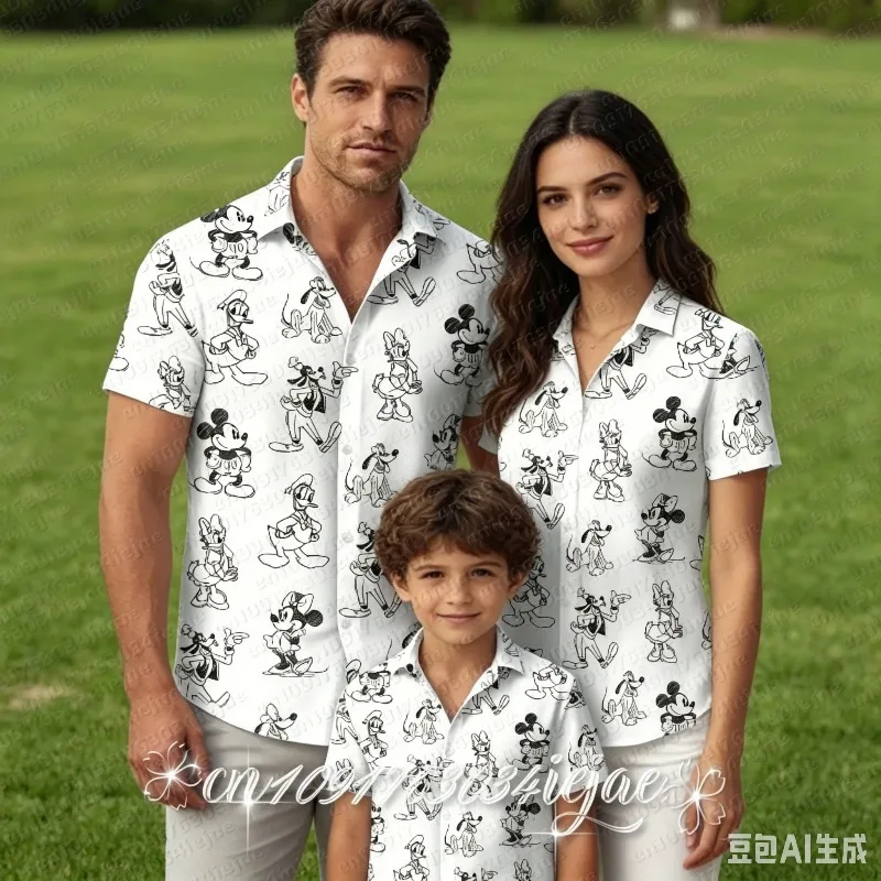 2026 Mickey Mouse Button Shirt,  Summer Button Up Shirt, Vacation Beach Shirt for Men,  Trip Shirt Comfortable and Breathable