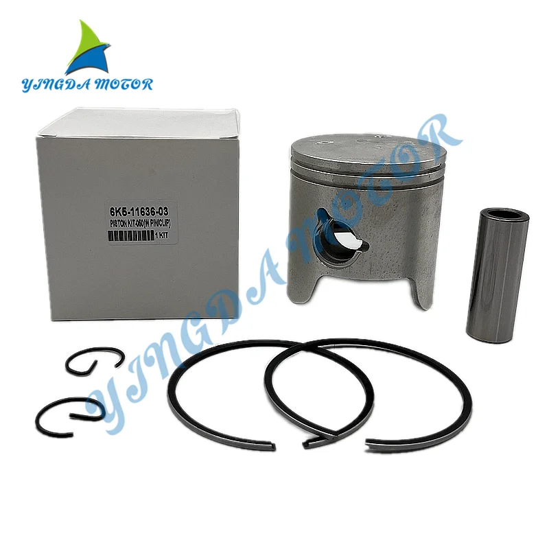 6K5-11636 Piston And Ring 6K5-11601-22 +050 For Yamaha Outboard Motor 2T 60HP 3CYL Parsun T60 6K5-11636-03;6H3-11601-22