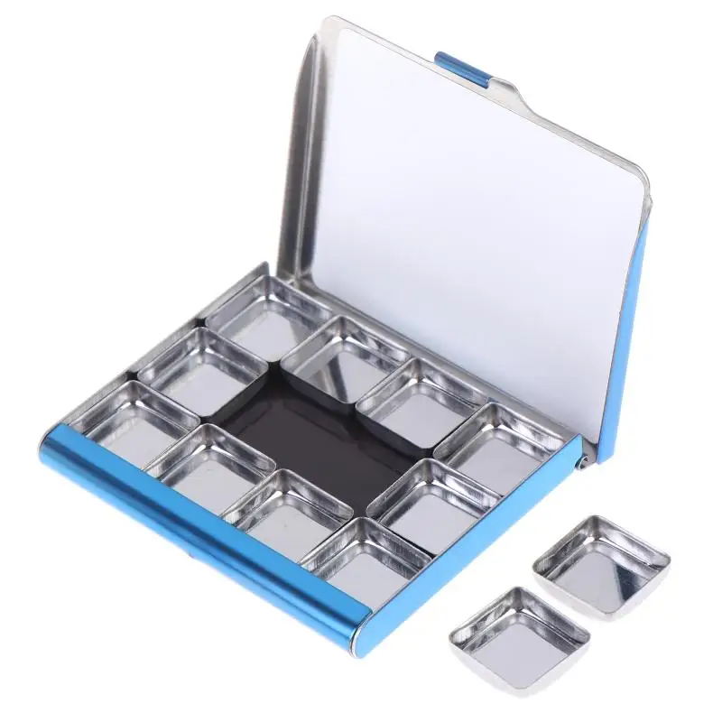 Small Magnetic Portable Watercolor Box 12 Grid 0.5ml Stainless Steel Pigment Tray Pallete Student Travel Painting Art Supplies