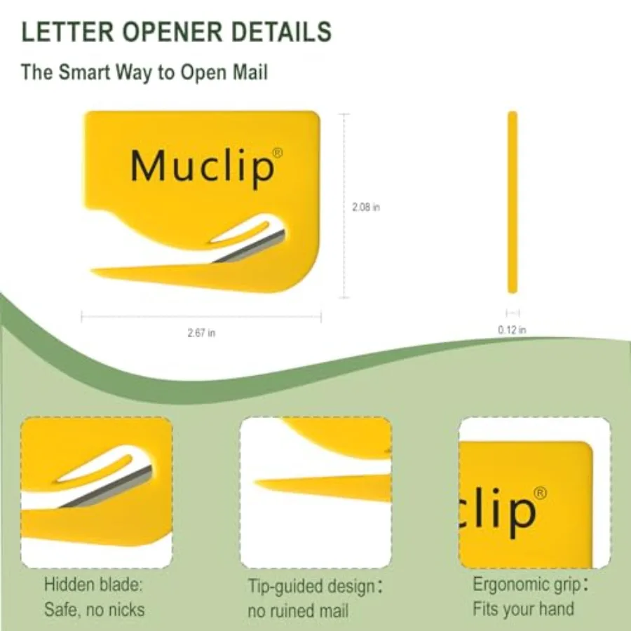 3 Pack Safety Letter Opener with Hidden Stainless Steel Blade ABS Ergonomic Design for Mail Envelopes Packages Wrapping Paper O