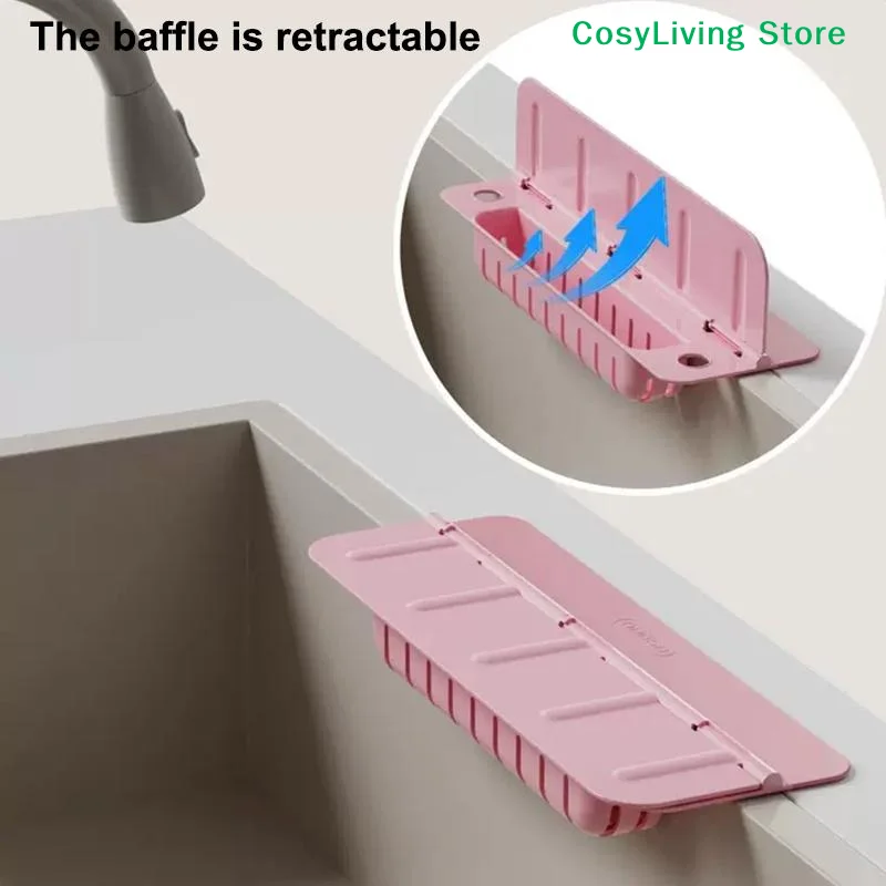 [CL]Silicone Sink Splash Guard Drain And Storage Tray Waterproof And Splash-proof Design For Dishwashing And Kitchenware.[CL]