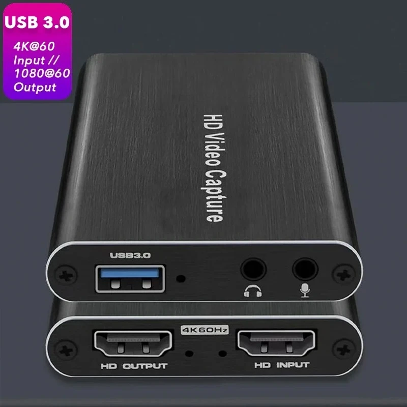 4K USB 3.0 Video Capture Card HD-compatible 1080P 60Hz HD Video Recorder Grabber For PS4 OBS Game Recording Live Streaming