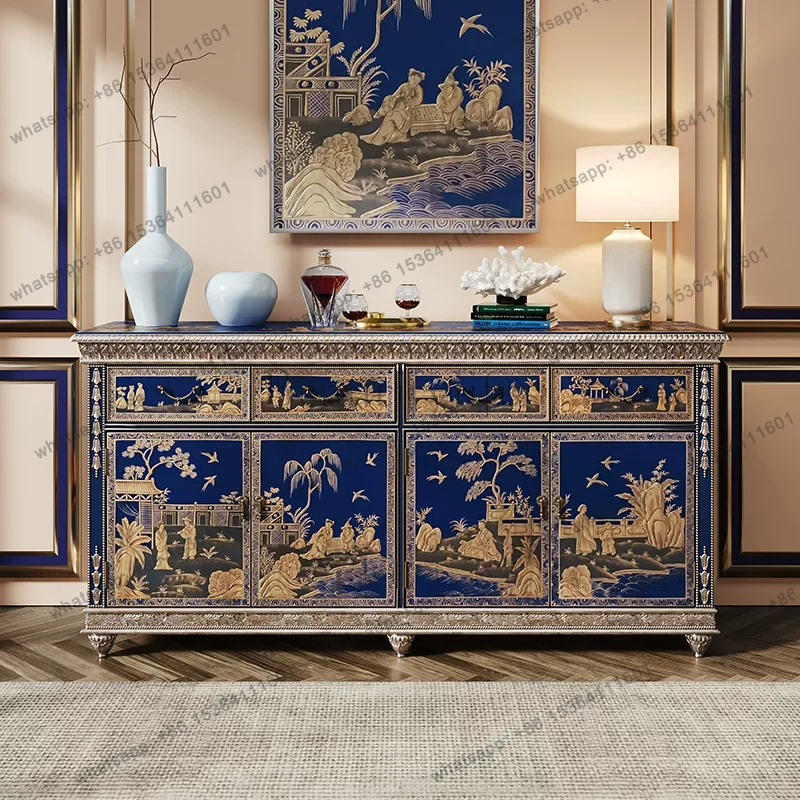 French painted Ming and Qing side cabinets, hand-painted art palace antique decorative foyer chest