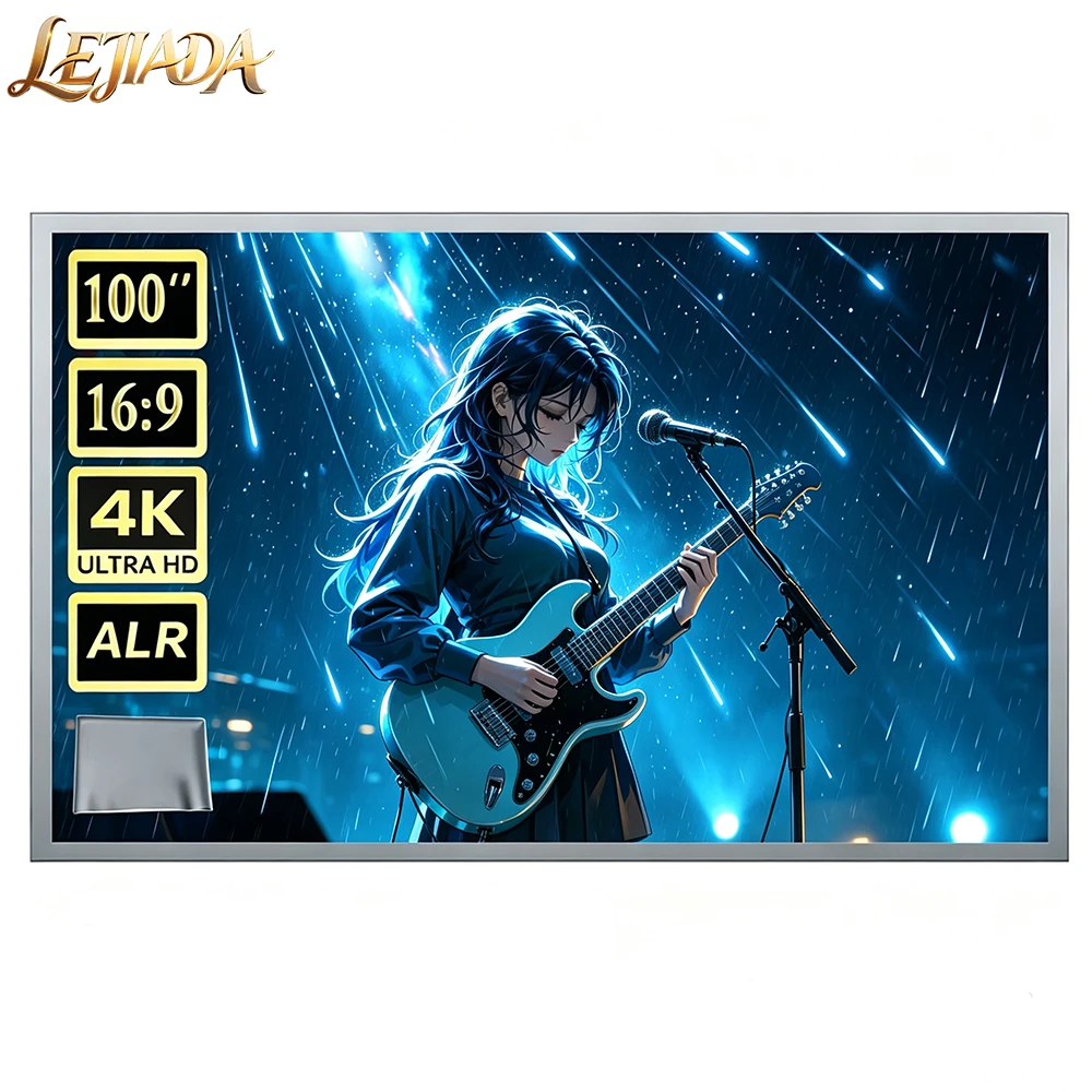 LEJIADA Anti-Light Easy Installation Free Projector Screen Metal Grey Portable ±30° Wide Viewing Angle Home 60/84/92/120/133inch