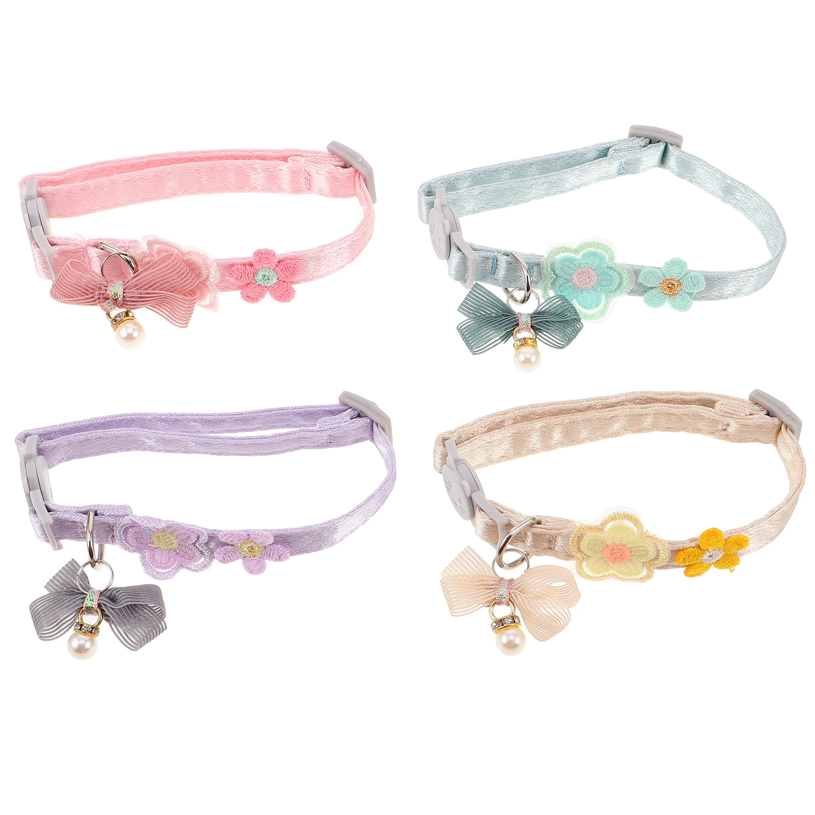 

4pcs Adjustable Collars Bow Tie Embroidery Lace Lightweight Comfortable Daily Wear Outdoor Spring Parties Kittens Female Bow
