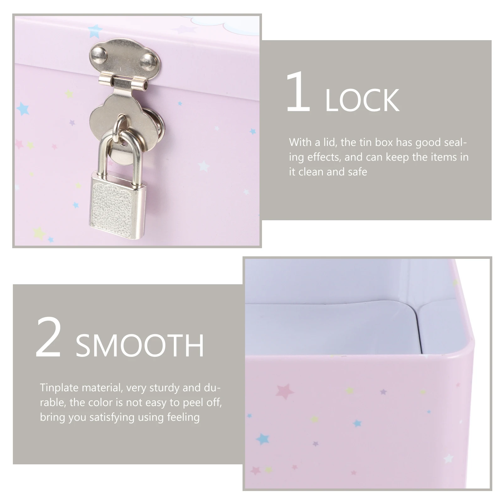 

Unicorn Storage Box Vintage Tin Box with Lock for Jewelry Gifts Keepsake Small Container Portable Empty Boxes Sealing Durability