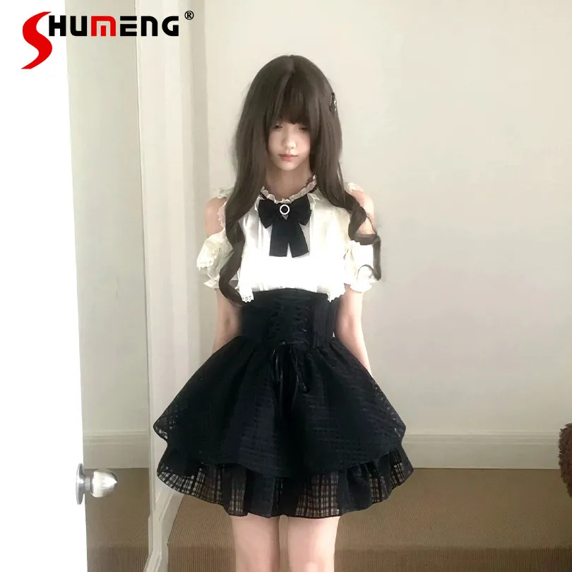 

Japanese Subculture Sweet Girl's Lolita Off-the-shoulder Top Skirt 2-piece Set Spring and Summer New Woman's Skirt Set Clothing
