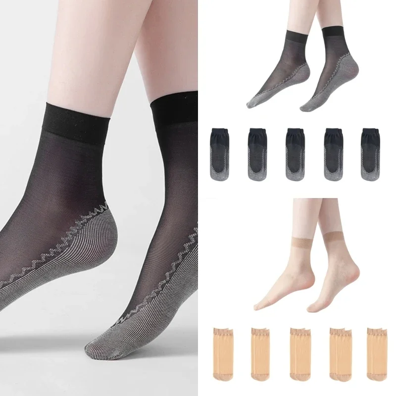 

10Pairs Women's Sheer Ankle Socks Thin Nylons Socks Transparents Highs Hosiery Stockings Socks