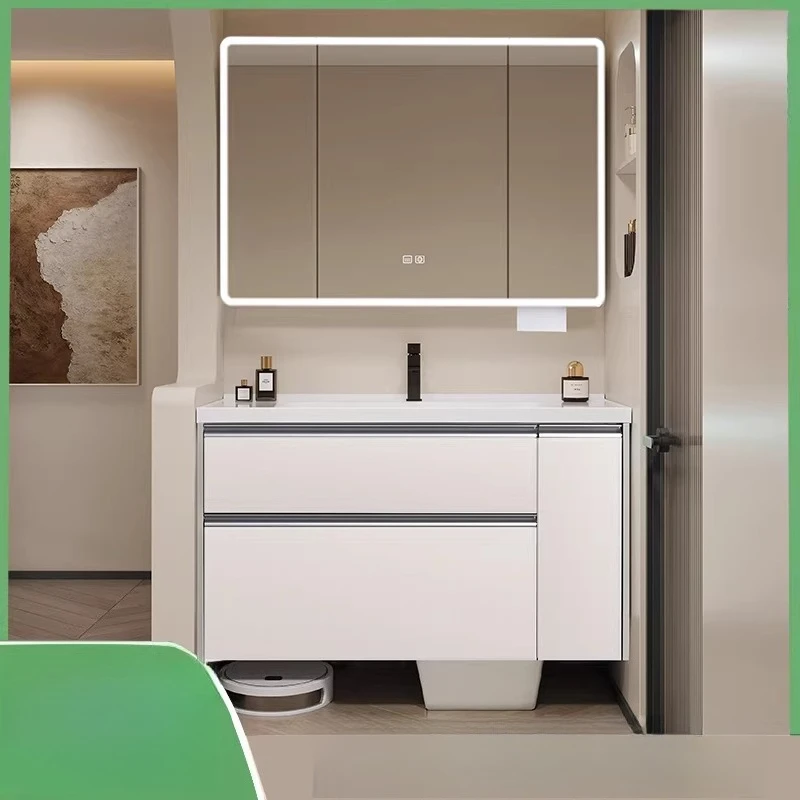 Cream white bathroom cabinet combination toilet washbasin sink washbasin cabinet drawer pull basket ceramic integrated basin