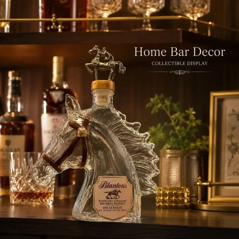 Horse Head Whiskey Decanter Glass Bottle Creative Bourbon Style Liquor Container Home Bar Decor Collectible Display Gift