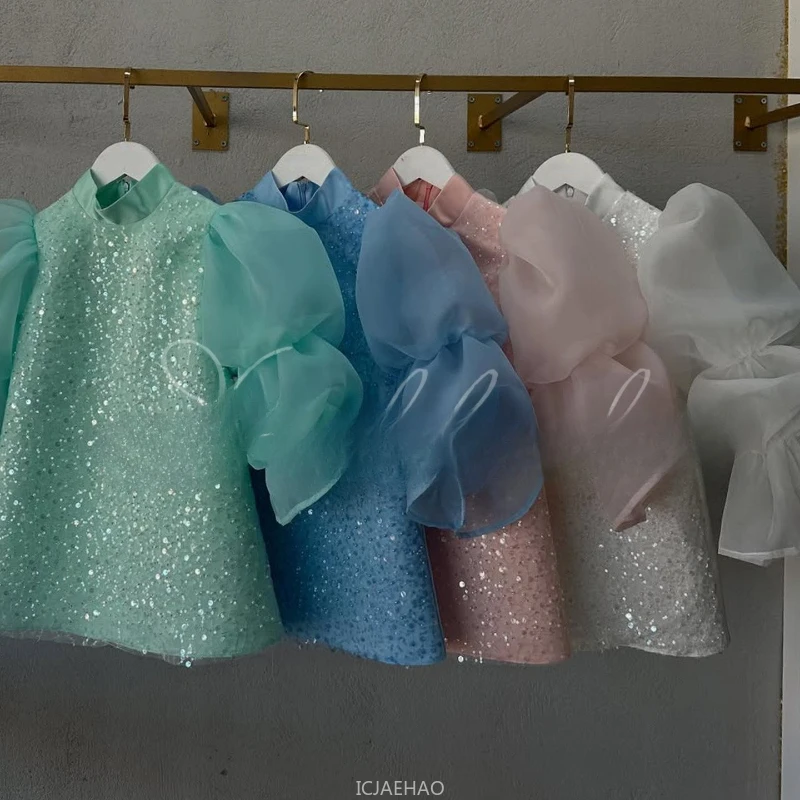Teen Girl Clothes 2025 New Glitter Kids Girls Princess Gown Piano Recital Sweet Party Outfit Toddler Formal Wear Costume Vestido