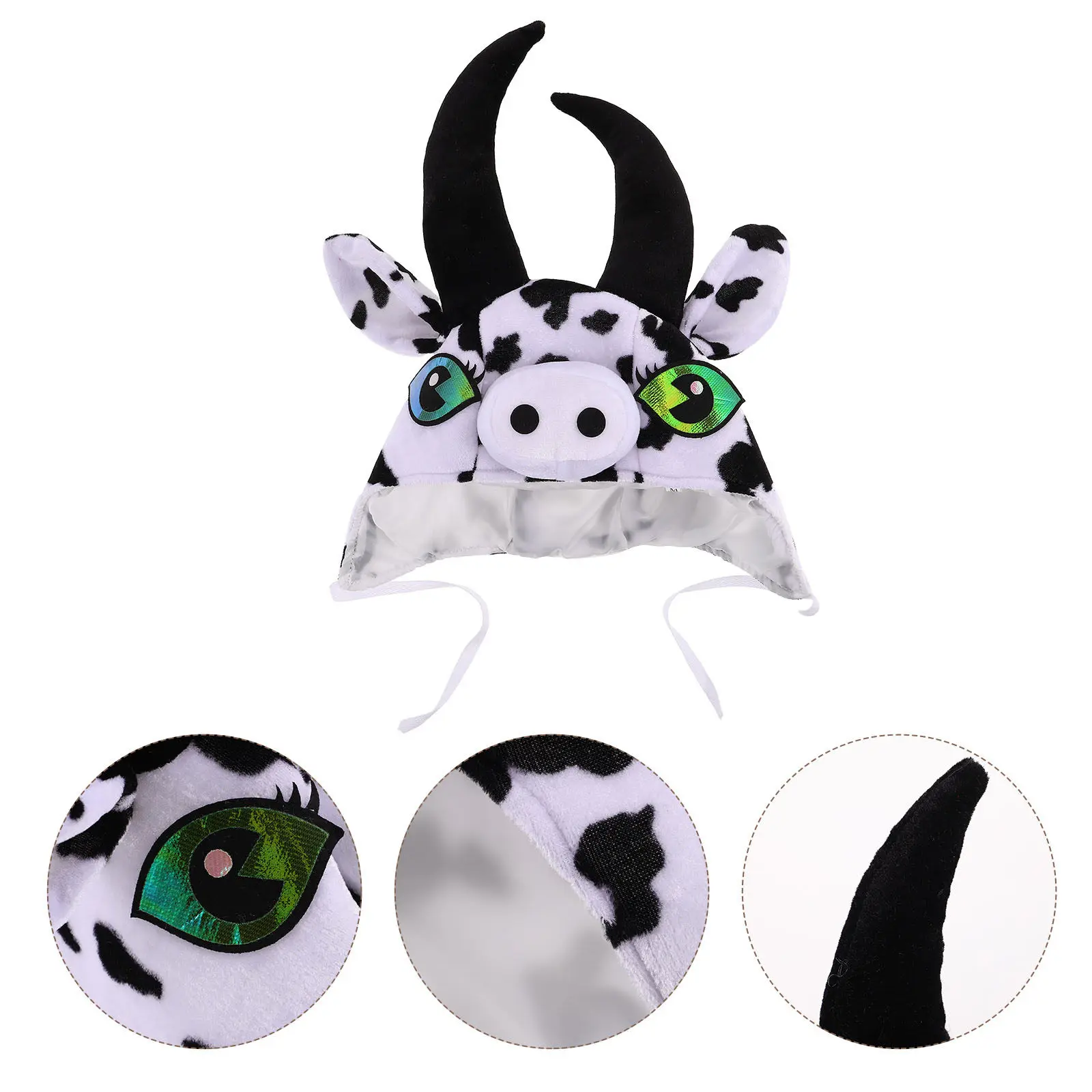 Cute Cow Hat Soft Animal Headgear for Boys Girls Costume Photo Booth Farm Party Fun Hats for Kids Farm Costume Accessories