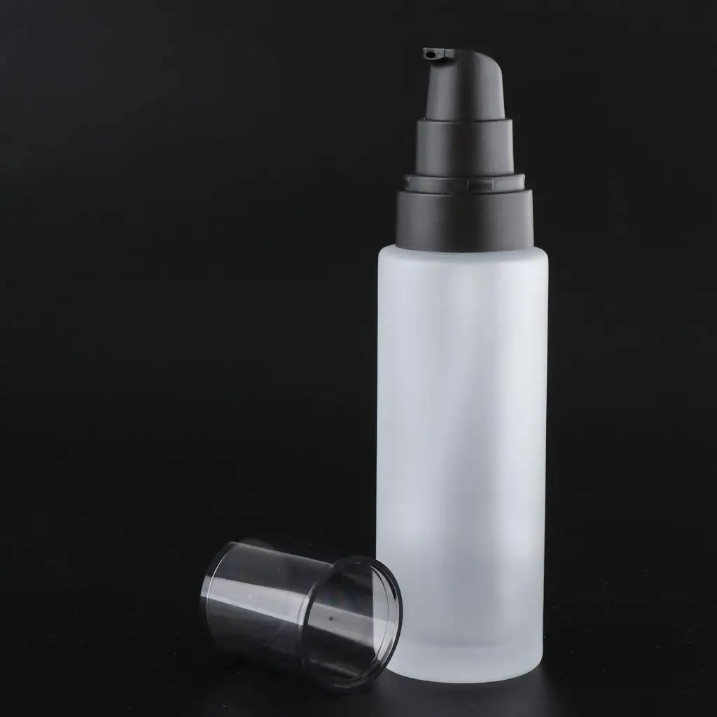 2X Refillable Frosted Glass Pump Bottle for Face Cream Lotion Bottle 120ml