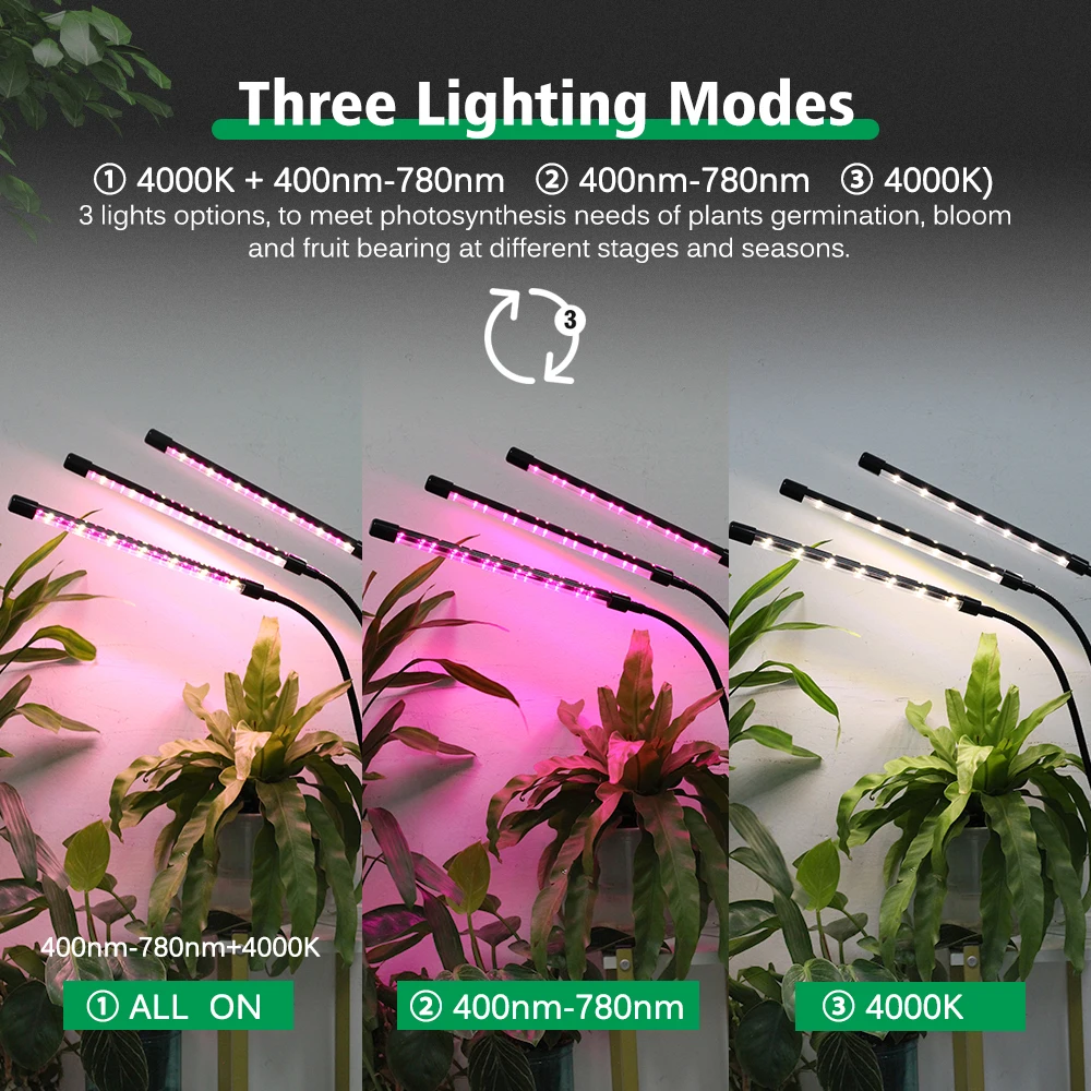 3 Lighting Modes Multi-function Controller 360° Flexible 1.5m Wire with Switch SMD2835 5V USB Desktop Clip LED Grow Lamp