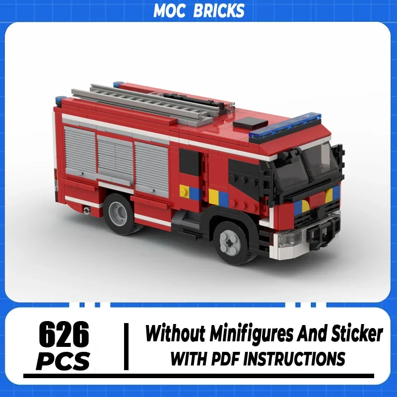 Moc bloques de construcción coche serie camión de bomberos belga modelo de motor tecnología ladrillo Vehículo de marca juguete DIY para regalos