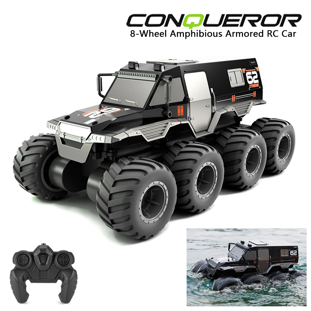 Q137 8WD RC Car 2.4G Amphibious 8 Wheel Remote Control Truck Climbing Off Road Waterproof Armored Vehicles Children\'s Toys