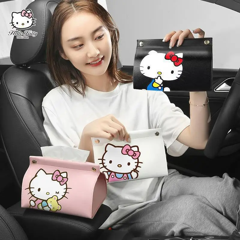 

Sanrio Kawaii Hello Kitty аниме автомобильный подголовник, Автомобильный задний тканевый ящик, кожаная Автомобильная подушка на шею, поддержка, защита для шеи, универсальный