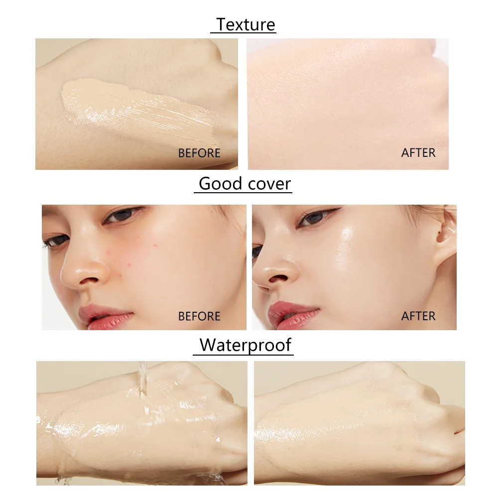 Liquid foundation naturally covers flaws without sticking powder, plain face cream, transparent foundation, conceals blemishes