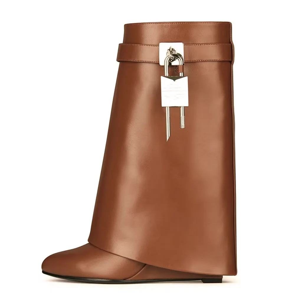 Large Size round Toe Short Boots Women's Fashion Autumn Winter Ankle Boots Zipper Closure Metal Buckle Straight Tube Booties