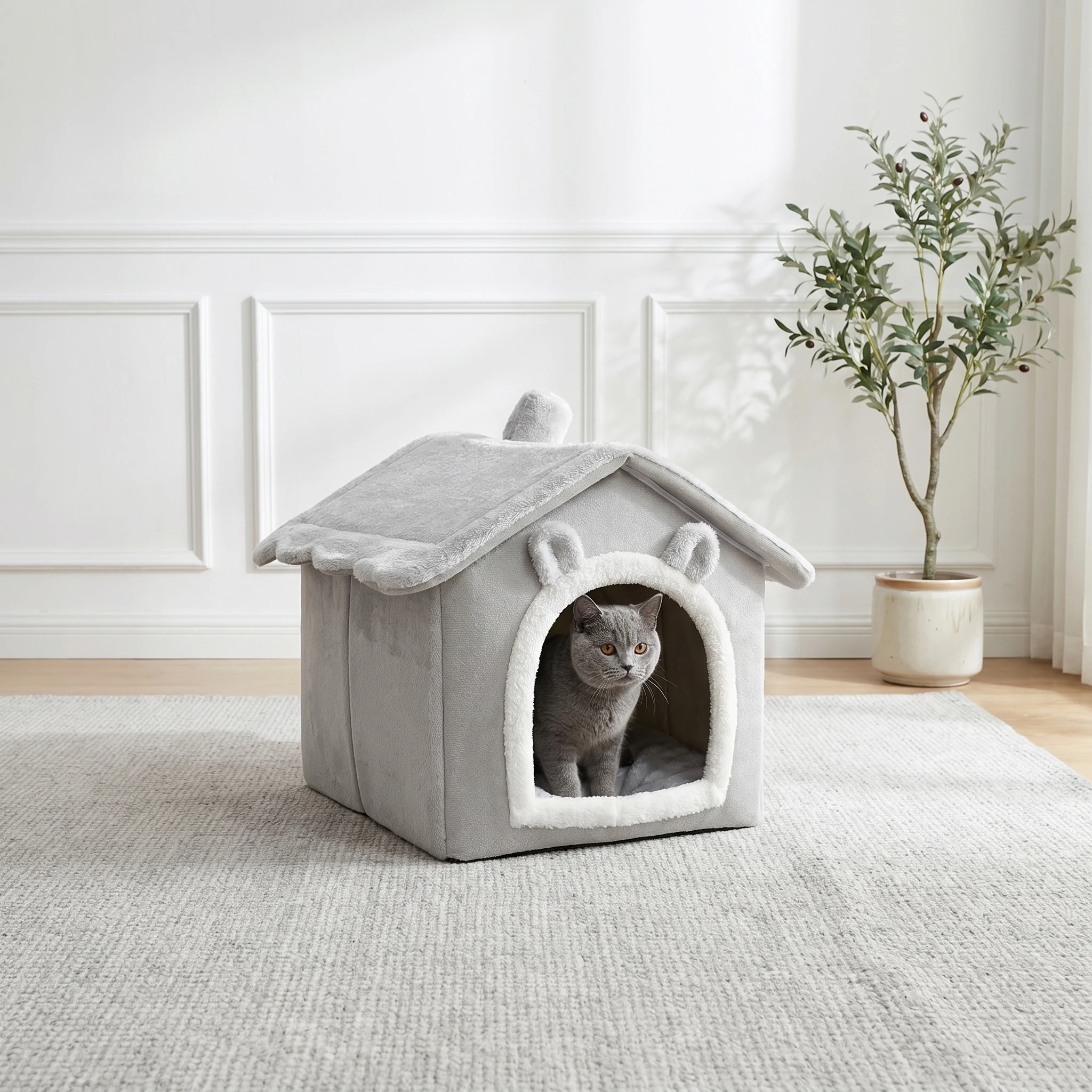 Foldable Washable Cat Bed Sofa Pet House Removable Cushion Cave Bed for Small Dogs Cats Soft Tent Cushion Suitable Four Season