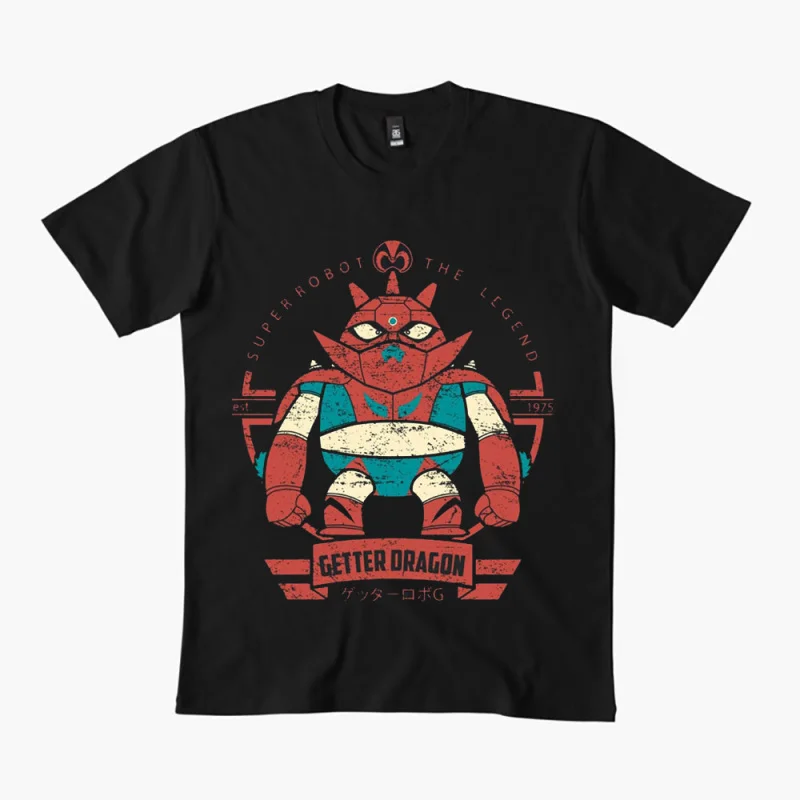 

80s Classic manga Mecha Graphic clothes 0405 Getter Dragon, Japanese Super Robot Anime t shirt Short-sleeve All size tops