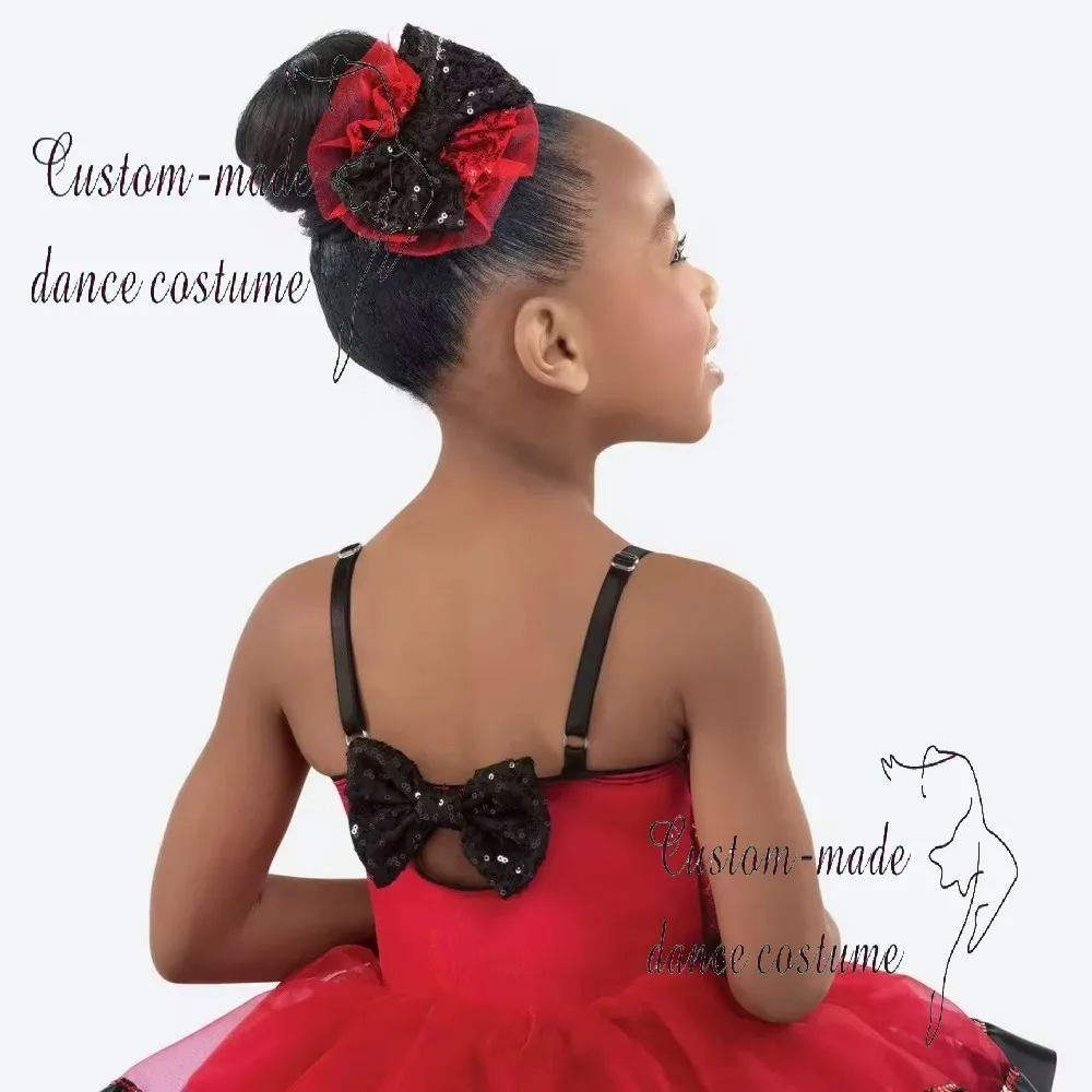 Nuovo abito da ballo per bambini, gonna in tulle, costume da artista di piombo, abito in tulle per competizioni e spettacoli, danza con paillettes