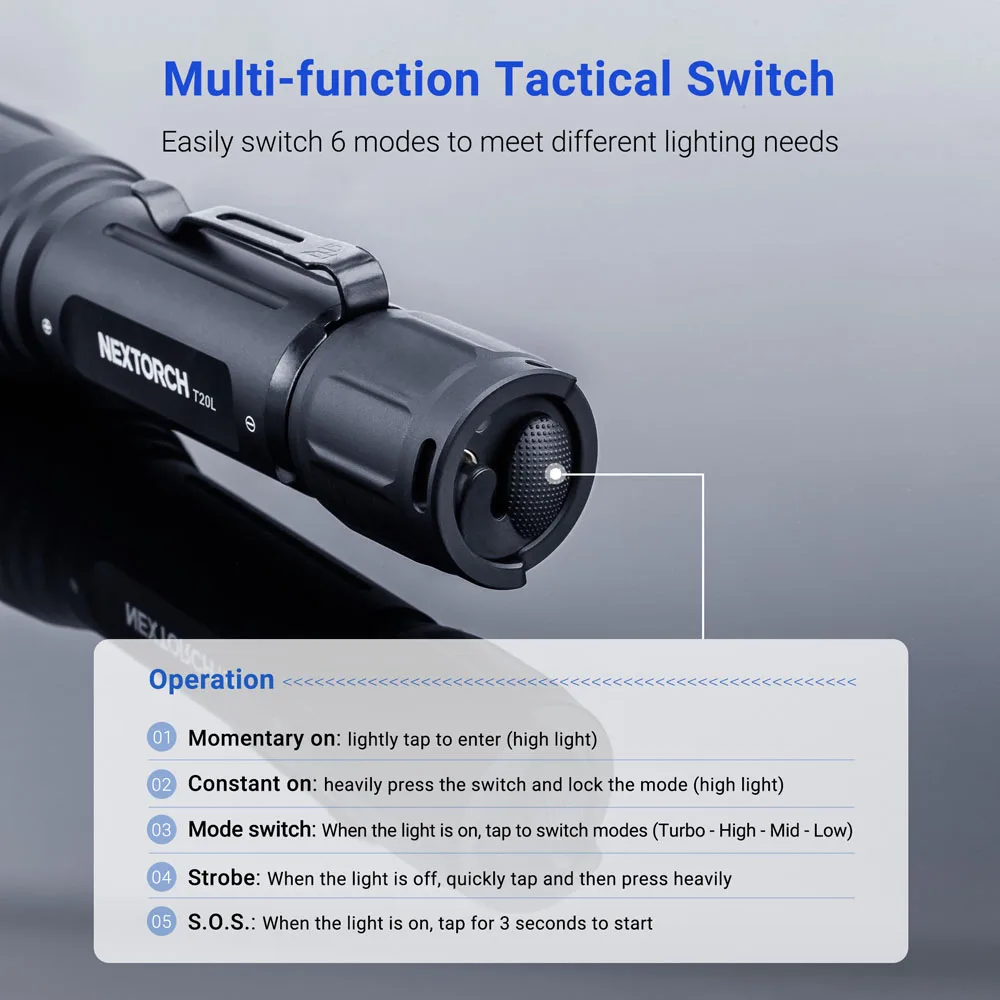 NEXTORCH T20L Tactical flashlight high power white laser torch 2000m long distance irradiation strong beam focus, Search rescue