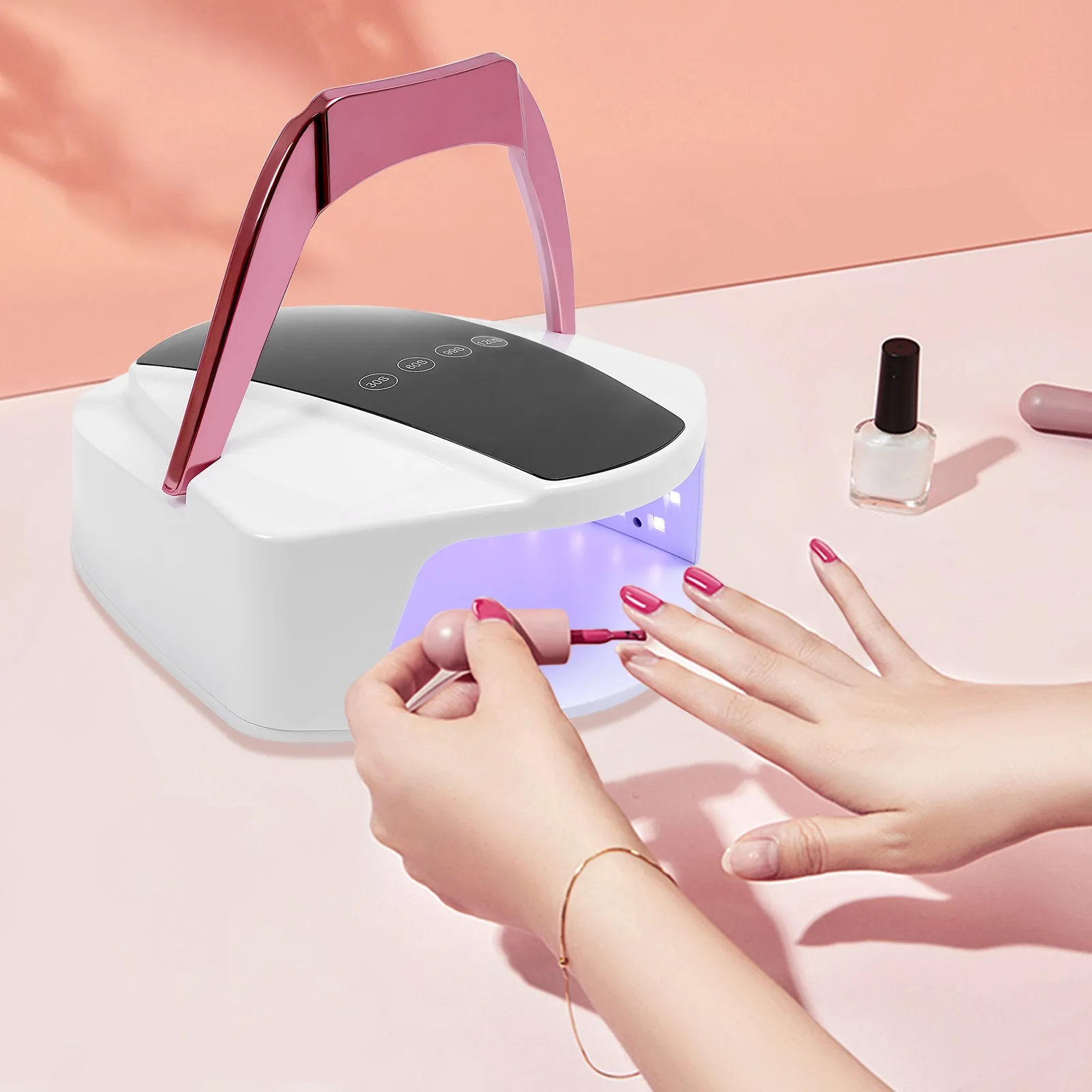 Nail Dryer Professional Rechargeable 96W 48-Bead UV/LED Gel Nail Lamp with Removable Bottom 4 Timer Smart Sensor For Home Salon