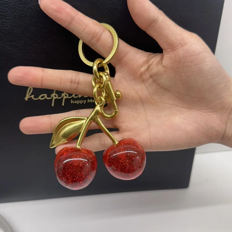 الأحمر الشفاف كريستال الكرز قلادة الديكور لمدرب حقيبة يد حقائب كتف المرأة حقيبة سلسلة مفاتيح سحر الإكسسوارات