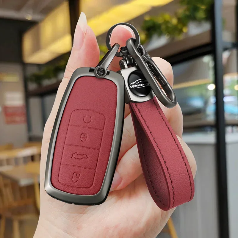 

Leather Car Key Case Fob Cover Protector Holder Shell For Chery Tiggo 8 Pro Tiggo 8plus New 5 Plus 7pro Keychain Accessories