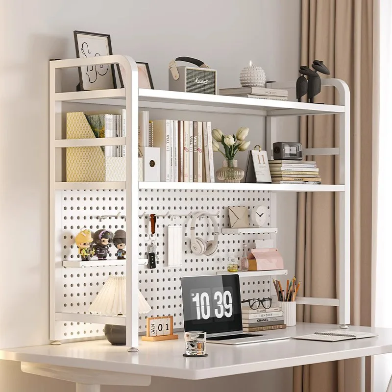 

Table Hole Board Shelf Study Table Wrought Iron Multi-layer Storage Shelf Student Desktop Storage Bookshelf