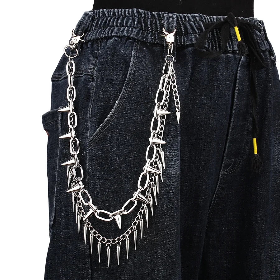 piece of hip-hop punk exaggerated style double-layer willow nail alloy pants chain suitable for pairing with party jeans
