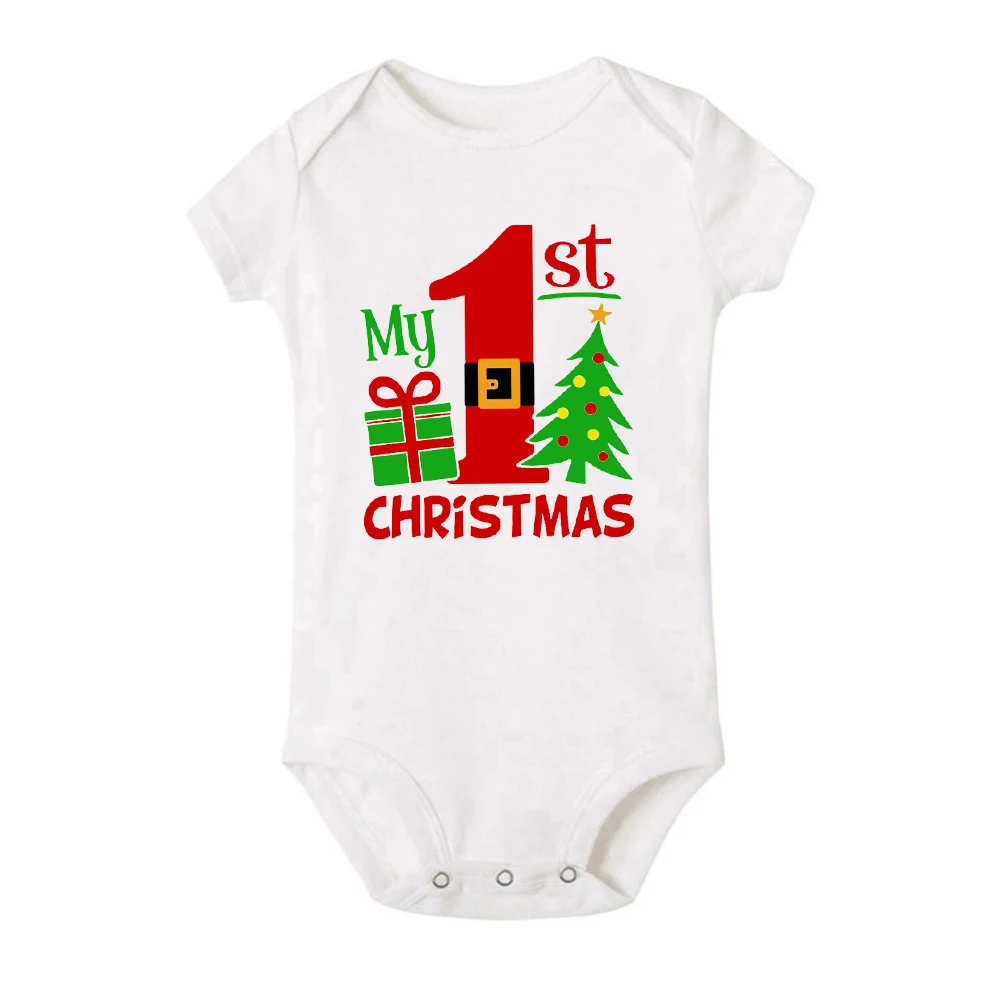 It Is My First Christmas Baby Short Sleeve Romper Toddler Baby Boy Girl Clothes Outfit Bodysuit Newborn Ropa Xmas Best Gifts