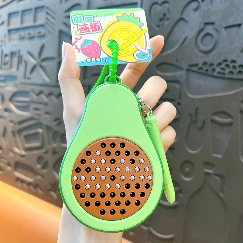 Leuke simulatie fruit stress magnetische tekentafel sleutelhanger hanger schattige aardbei ananas tekentafel feestcadeau