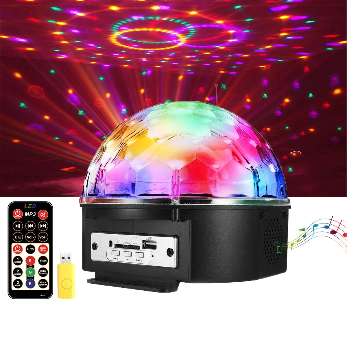 LED Disco Magic Ball Light Sound Control Party Lights TF Card MP3 Player Sound Activated Lamp With Bluetooth For Home KTV Party