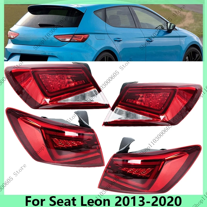 Dla Seat Leon 2013 2014 2015 2016-2020 Akcesoria samochodowe Tylne zewnętrzne światło tylne LED Światło ostrzegawcze hamulca Część samochodowa Zespół tylnego światła