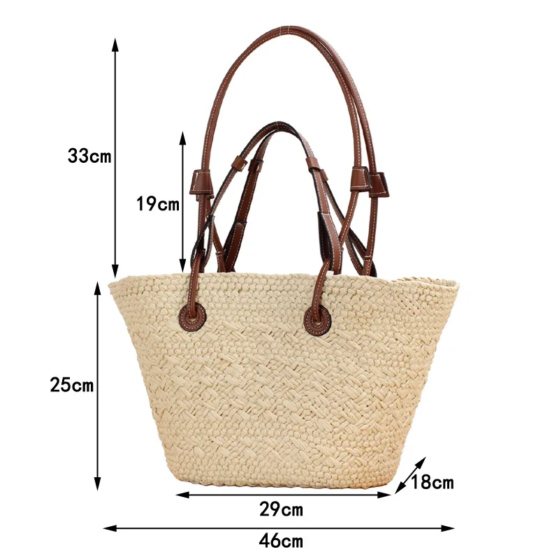 Imagem -02 - Bolsa de Ombro Feminina de Grande Capacidade Bolsa Feminina de Verão Bolsa de Praia de Palha Bohemia Shopper Purse Moda de Luxo Nova