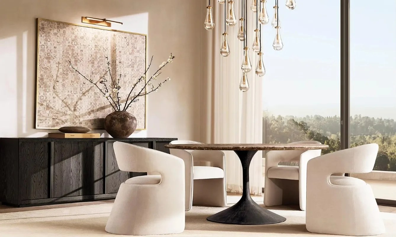 2025 خزانة عرض أدوات المائدة المربعة ذات 4 أبواب من خشب البلوط الصلب على الطراز الحديث الفاخر #6