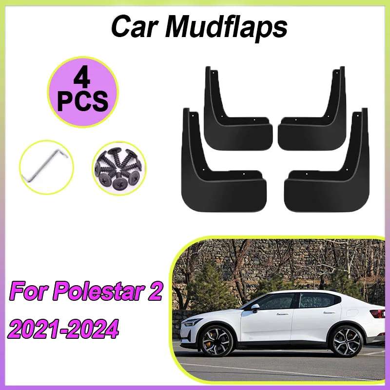 

Car Mud 4PCS Flaps Anti-splash Front Rear Fender Wheel Cover Guard Mudguard Splash Guard Accessories For Polestar 2 2021-2024