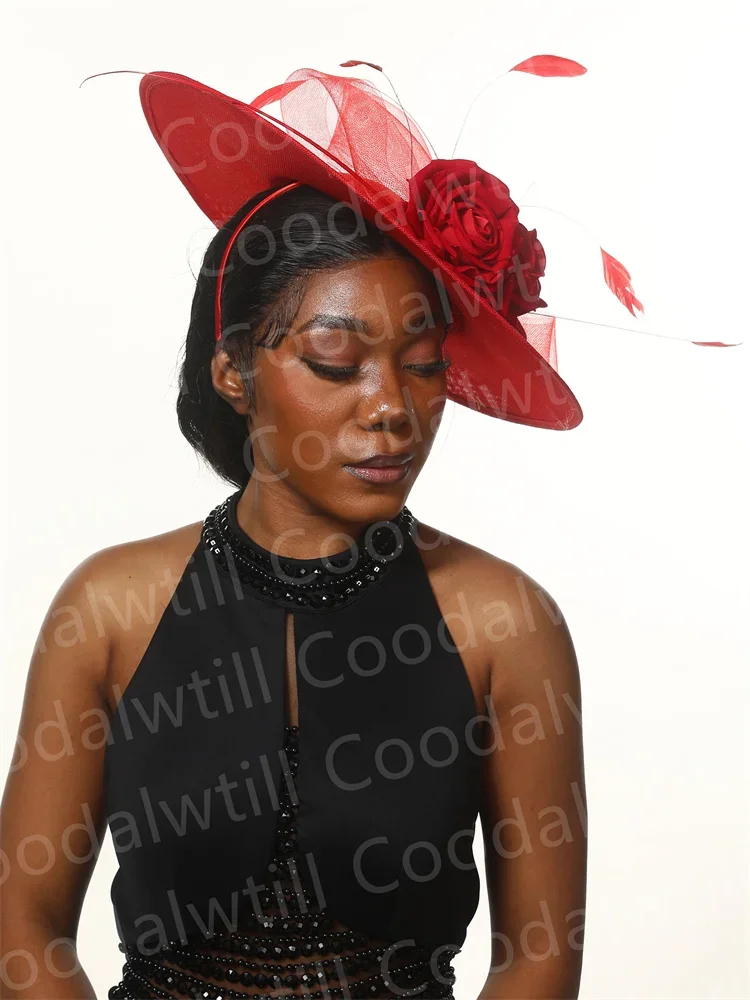 Chapeaux Fascinator Big Ascot pour femmes, chapeaux de tri avec fleur, chapeau de mariage d'église, casquette pour dames, occasion Gatineau, inery pour dames, élégant