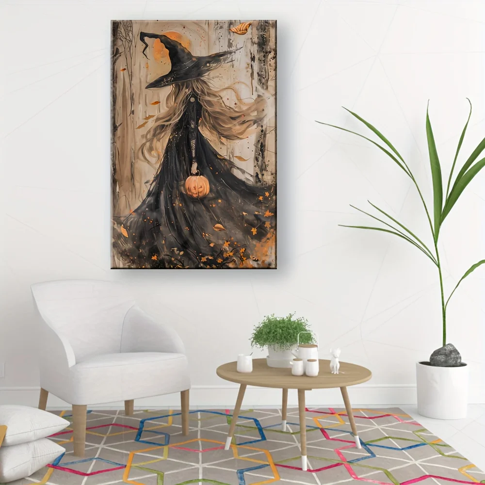 1 قطعة قماش ساحرة للخريف بإطار من الصنوبر |   موضوع الغابة الغامضة |   غرفة المعيشة/غرفة النوم/الممر ديكور الهالوين