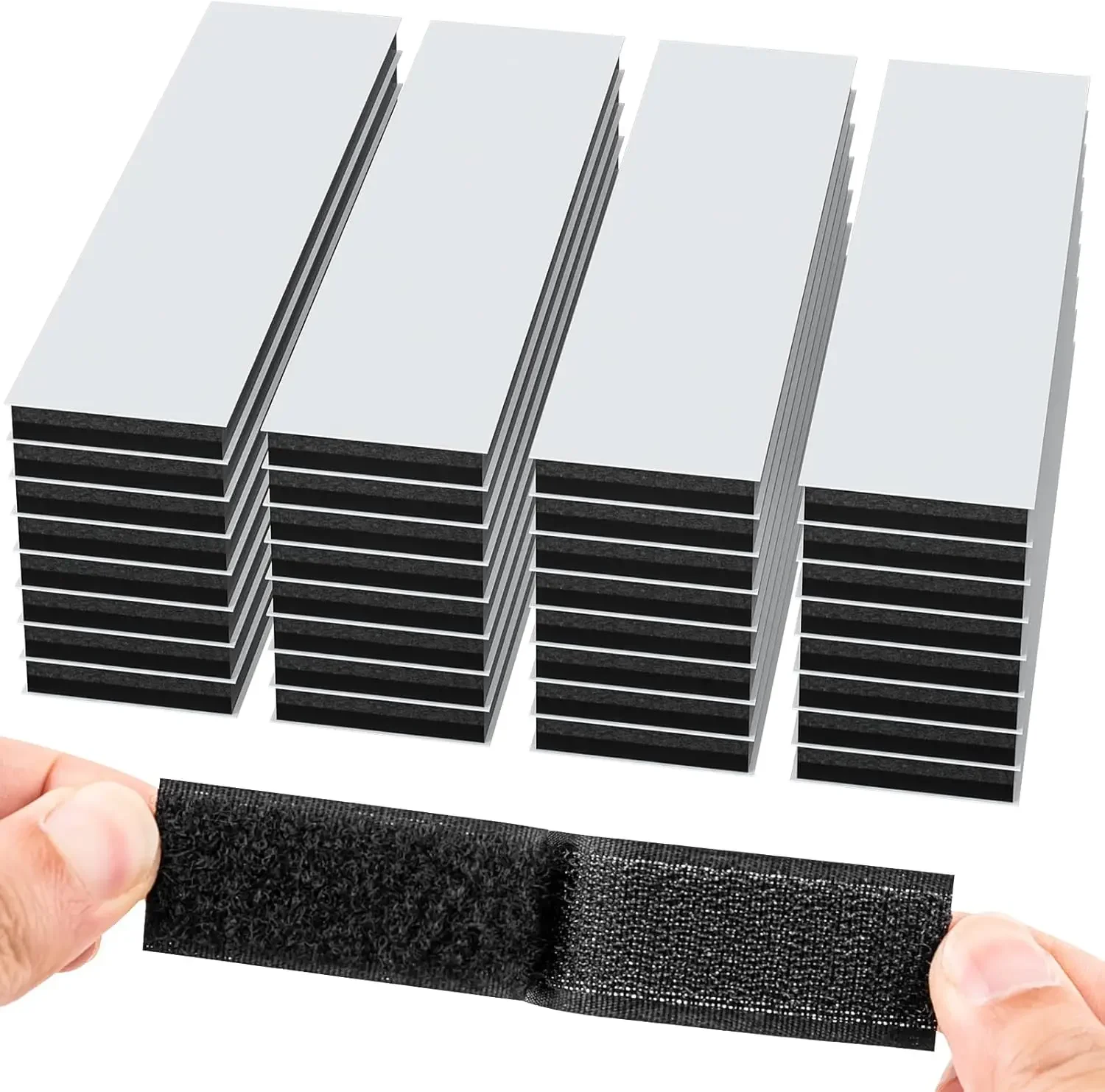 

Black 4-Inch Hook and Loop Strips with Adhesive, Strong Sticky Back, Heavy Duty Fasteners, No Holes