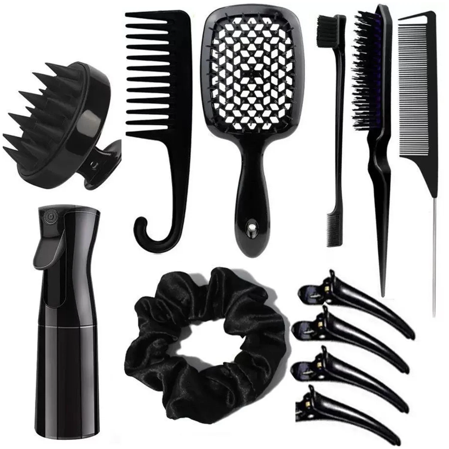 6/12-teiliges Haarbürsten-Set für Kleinkinder und Frauen, zum Entwirren, mit breiten Zinken, Haarsprayflasche, für nasses und trockenes, lockiges Haar, Bürsten für die Haaransätze und den Hinterkopf. – Detail 7