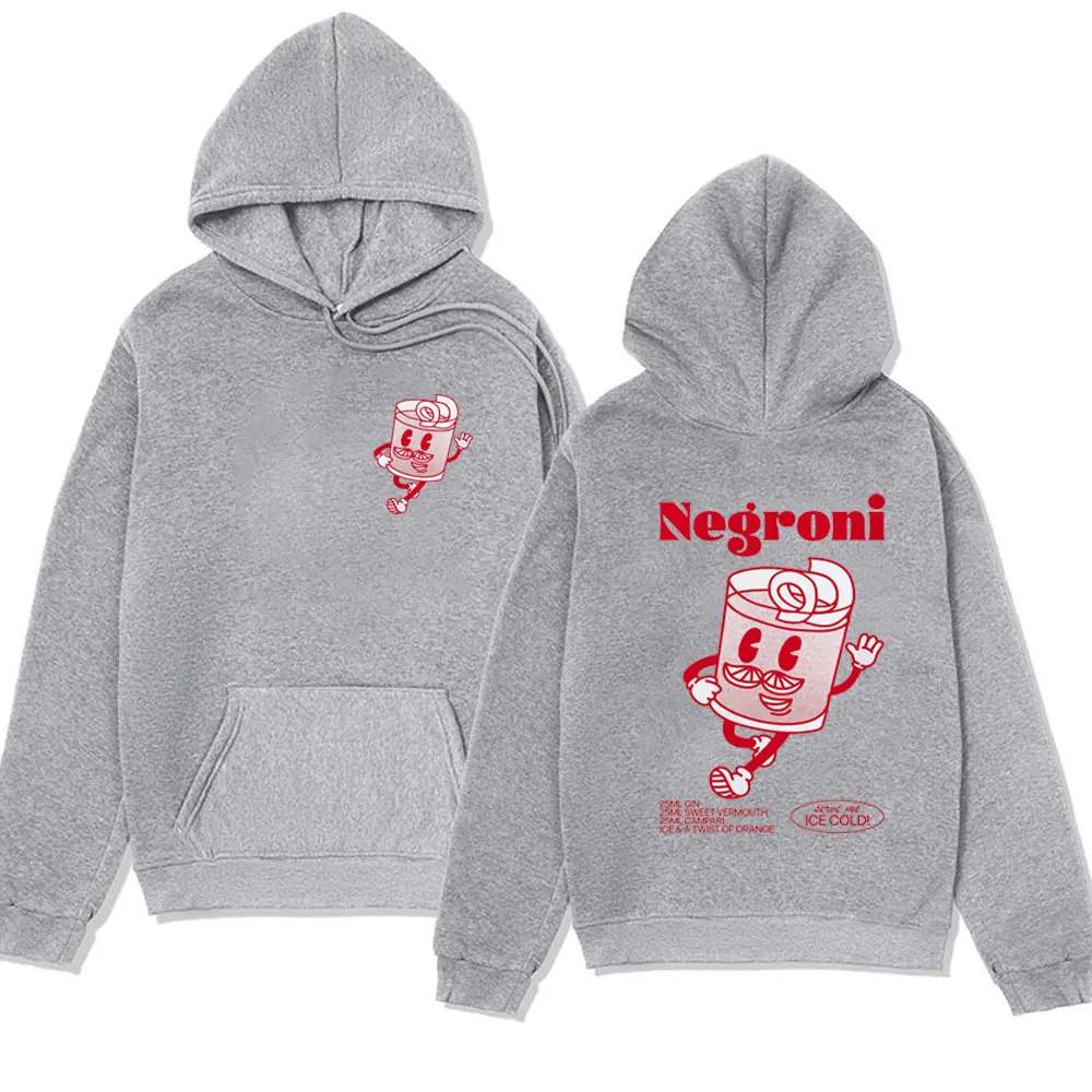 Negroni Cocktail Drink Funny Meme Print Hoodie Men's Fashion Aesthetic Oversized Sweatshirt Streetwear Vintage Pullover Unisex