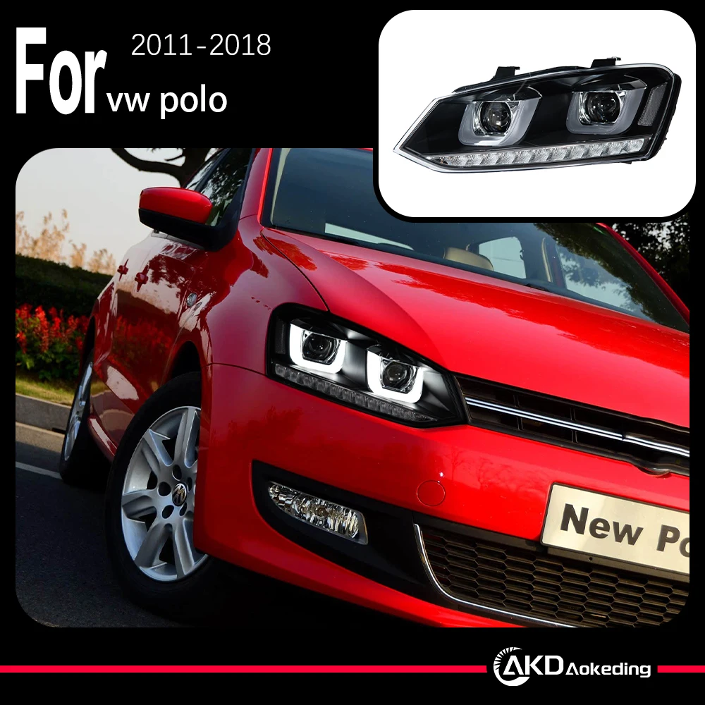 

AKD модель автомобиля автомобильные детали для VW POLO 2011-2018 модификация налобные фонари светодиодные фары светодиодный двойной проектор товары