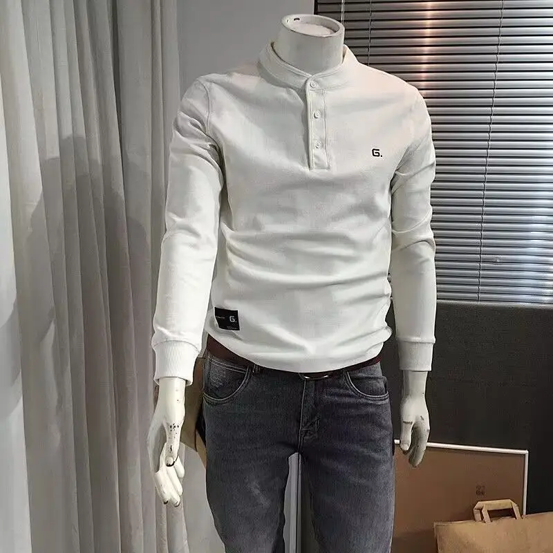 New Hoodie Men\'s Korean Version Men\'s Top Youth Slim Fit Base Shirt Solid Color Pullover Men\'s Clothing