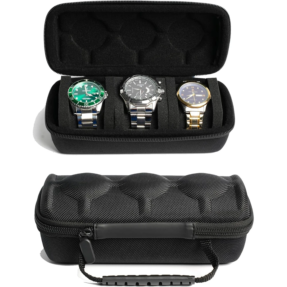 3 Slots Watch Organizer Box Carrying Case Travel Storage Box EVA Watch Protector Portable Jewelry Exquisite Box for Wristwatches