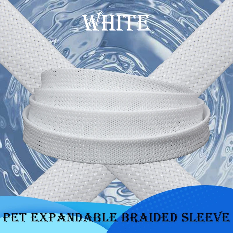 

1~50m White PET Braid Sleeve High Density Insulated Snake Skin Cable Wrap Sheath 2/4/6/8/10/12/14/16/20/25/30/35/40/50/60mm