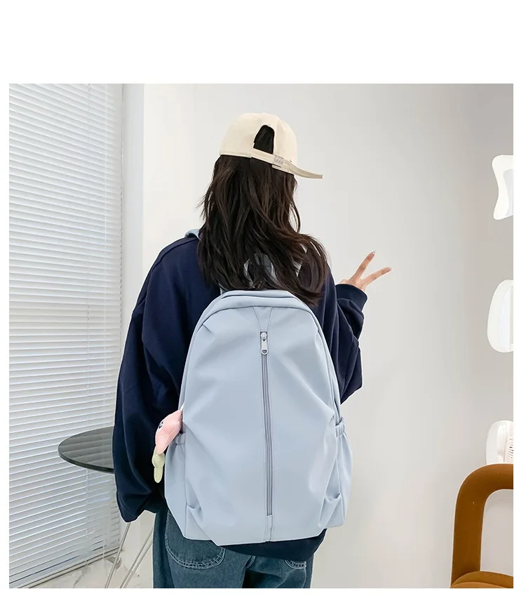 Waterproof Bag Girls Boy Oxford Cloth Multifunctional Stylish Simple Solid Color Large Capacity Casual Zipper Travel Backpack